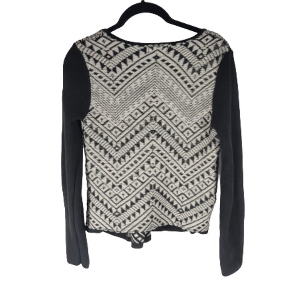 Lucky Brand Black and White Zip Jacket Tapestry Boho Aztec Tribal Size S… - Picture 2 of 7